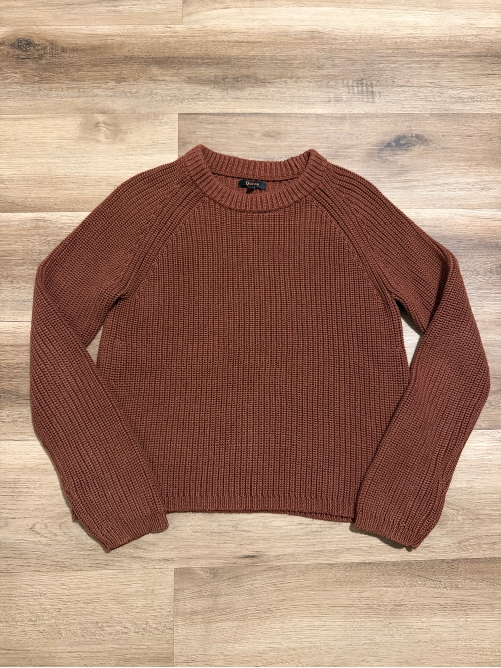 Quince Women 100% Organic Cotton Fisherman Crew Sweater Rust Brown Medium